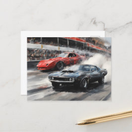 Rode & Zwarte Spier auto's Briefkaart