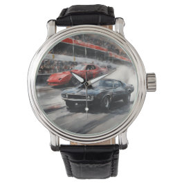 Rode & Zwarte Spier auto's Horloge