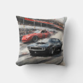 Rode & Zwarte Spier auto's Kussen (Voorkant)