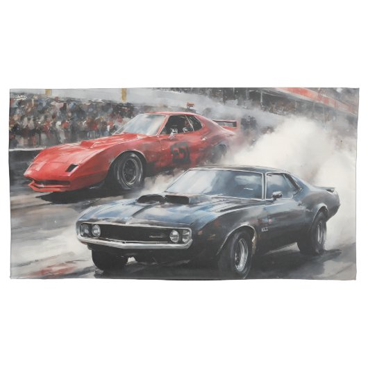 Rode & Zwarte Spier auto's Kussensloop (Voorkant-Links)