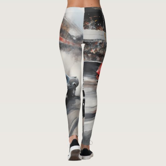 Rode & Zwarte Spier auto's Leggings (Achterkant)