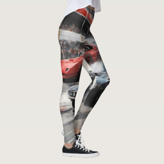 Rode & Zwarte Spier auto's Leggings (Rechts)