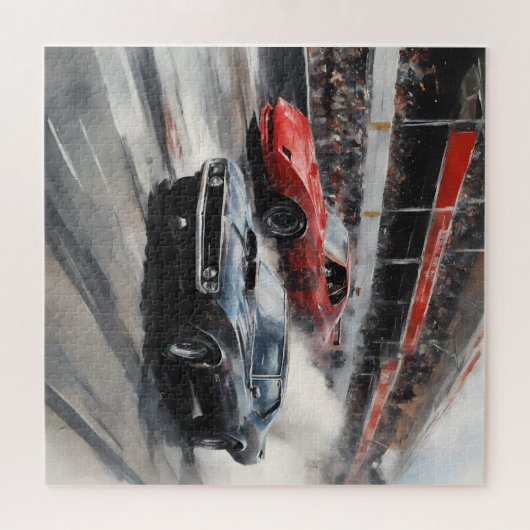 Rode & Zwarte Spier auto's Legpuzzel (Horizontaal)