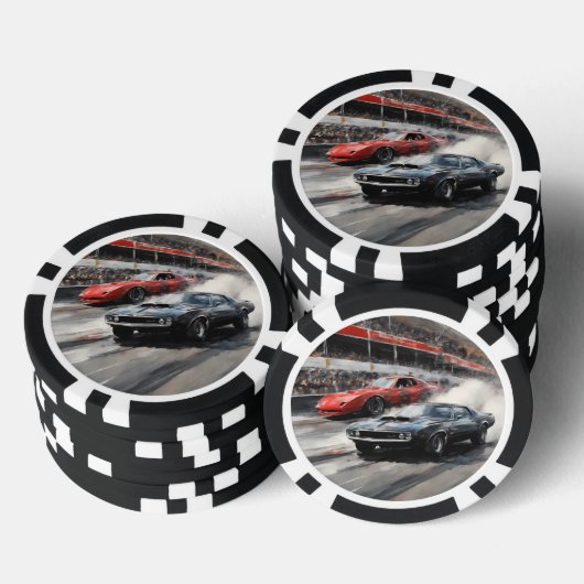 Rode & Zwarte Spier auto's Poker Chips (Opstapeling)