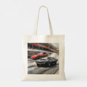 Rode & Zwarte Spier auto's Tote Bag (Achterkant)