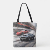 Rode & Zwarte Spier auto's Tote Bag (Achterkant)