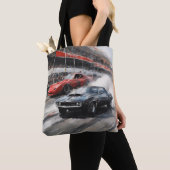Rode & Zwarte Spier auto's Tote Bag (Dichtbij)