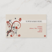 Rode zwarte spieren en bloemen visitekaartje (Achterkant)