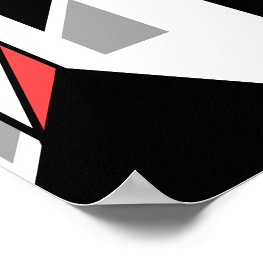 Rode zwarte steenkool grijs wit geometrisch ontwer poster (Hoek)