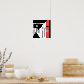Rode zwarte steenkool grijs wit geometrisch ontwer poster (Keuken)
