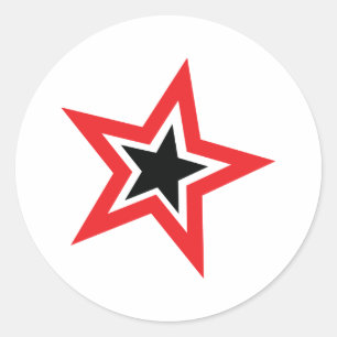 rode zwarte ster mode ronde sticker