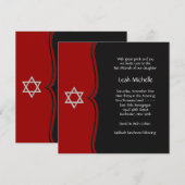 Rode Zwarte Ster van David Bat Mitzvah Kaart (Voorkant / Achterkant)