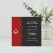 Rode Zwarte Ster van David Bat Mitzvah Kaart (Staand voorkant)