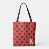 Rode zwarte stip canvas tas met monogram (Achterkant)