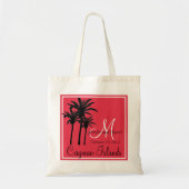 Rode zwarte strand bruiloft palmbomen tote bag (Voorkant)