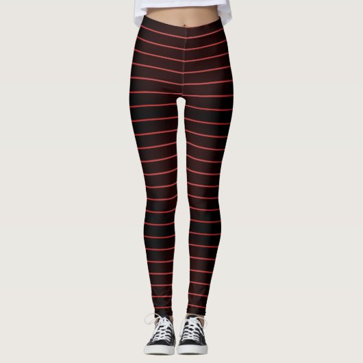 Rode zwarte strepen, Halloween Vampier Leggings (Voorkant)