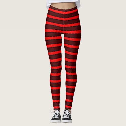 Rode & zwarte strepen Leggings (Voorkant)