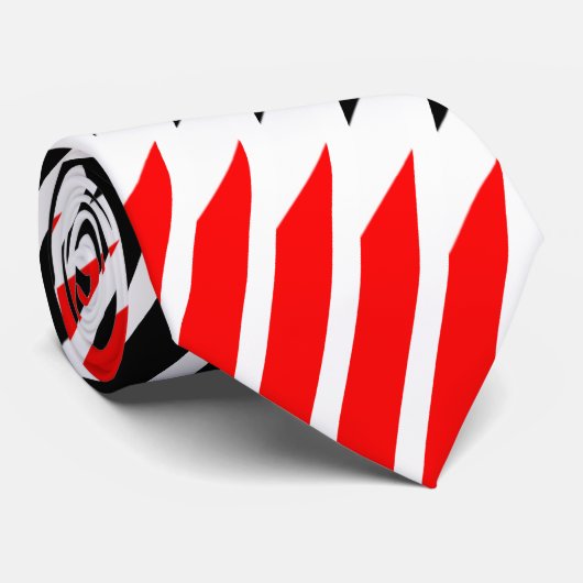 Rode zwarte strepen op wit stropdas (Opgerold)