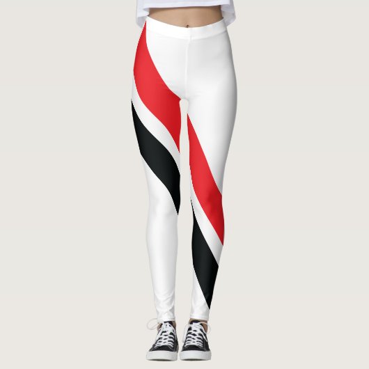 Rode/Zwarte Strepen op Witte Broek 1 Leggings (Voorkant)