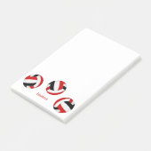 rode zwarte teamkleuren gepersonaliseerd volleybal post-it® notes (Schuin)