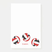 rode zwarte teamkleuren gepersonaliseerd volleybal post-it® notes (Voorkant)