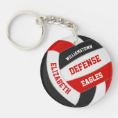rode zwarte teamkleuren gepersonaliseerd volleybal sleutelhanger (Voorkant)
