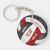 rode zwarte teamkleuren gepersonaliseerd volleybal sleutelhanger (Voorkant)