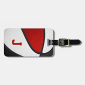 rode zwarte teamkleuren monogrammen basketbal bagagelabel (Voorkant horizontaal)