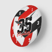 rode zwarte teamkleuren spelers naam volleybal ronde klok (Hoek)