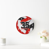 rode zwarte teamkleuren spelers naam volleybal ronde klok (Huis)