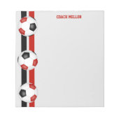 rode zwarte teamkleuren, voetbal coach aangepast notitieblok (Voorkant)