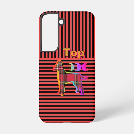 Rode Zwarte Top Hond Samsung Galaxy Hoesje (Achterkant)