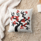 Rode zwarte Tortelduifjes sakura kersboom en bloes Kussen (Deken)