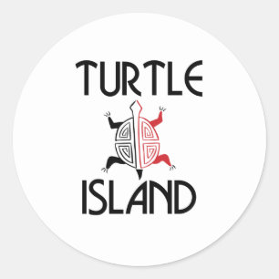 Rode/zwarte Turtle Island Stickers (rond)