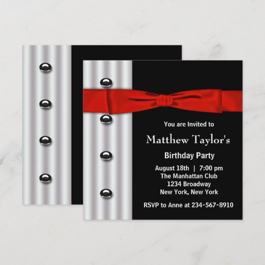Rode Zwarte Tuxedo Bow Stropdas Mannen Verjaardags Kaart (Voorkant / Achterkant)