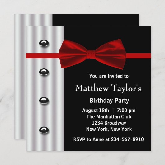 Rode zwarte Tuxedo Bow Stropdas Mannen verjaardags Kaart (Voorkant / Achterkant)