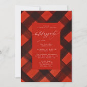 Rode zwarte verf geruite kerstvakantie feestje kaart (Voorkant)