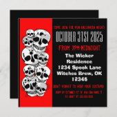 Rode zwarte verfspatskulls Halloween nodigt uit Kaart (Voorkant / Achterkant)