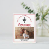 Rode Zwarte Veterinaire School Foto Afstuderen Briefkaart (Staand voorkant)