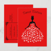 Rode zwarte vlinderjurk Sweet Sixteen Invitation Uitnodiging Briefkaart (Voorkant / Achterkant)