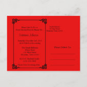 Rode zwarte vlinderjurk Sweet Sixteen Invitation Uitnodiging Briefkaart (Achterkant)