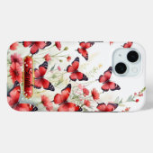 Rode & Zwarte Vlinders Bloemen iPhone / iPad case (Achterkant (horizontaal))