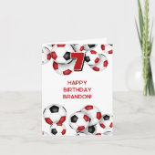 Rode zwarte voetballen kinderverjaardag kaart (Voorkant)