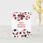 Rode zwarte voetballen kinderverjaardag kaart (Gele Bloem)