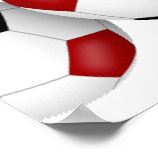 Rode zwarte voetballen verjaardagsfeestje poster (Hoek)