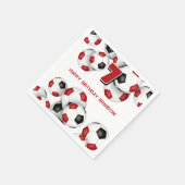 Rode zwarte voetballen verjaardagsfeestje servet (Hoek)