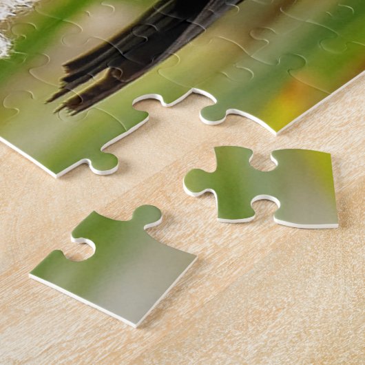 Rode Zwarte vogel op de Bulrush Legpuzzel (Zijkant)