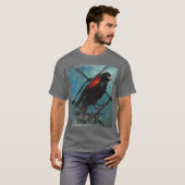 rode zwarte vogel t-shirt (Voorkant volledig)