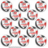 Rode zwarte volleybal team kleuren set 13 stickers (Voorkant)