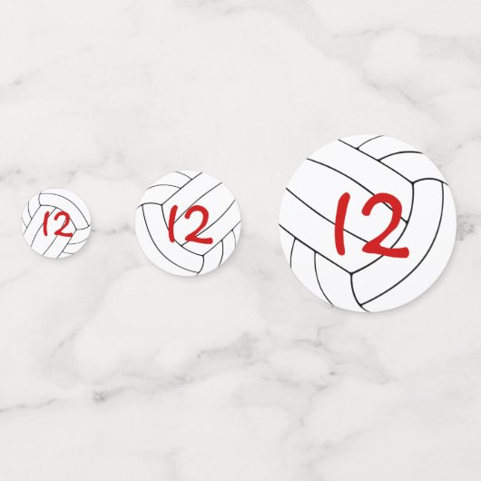 rode zwarte volleybalfeest confetti (Achterkanten)